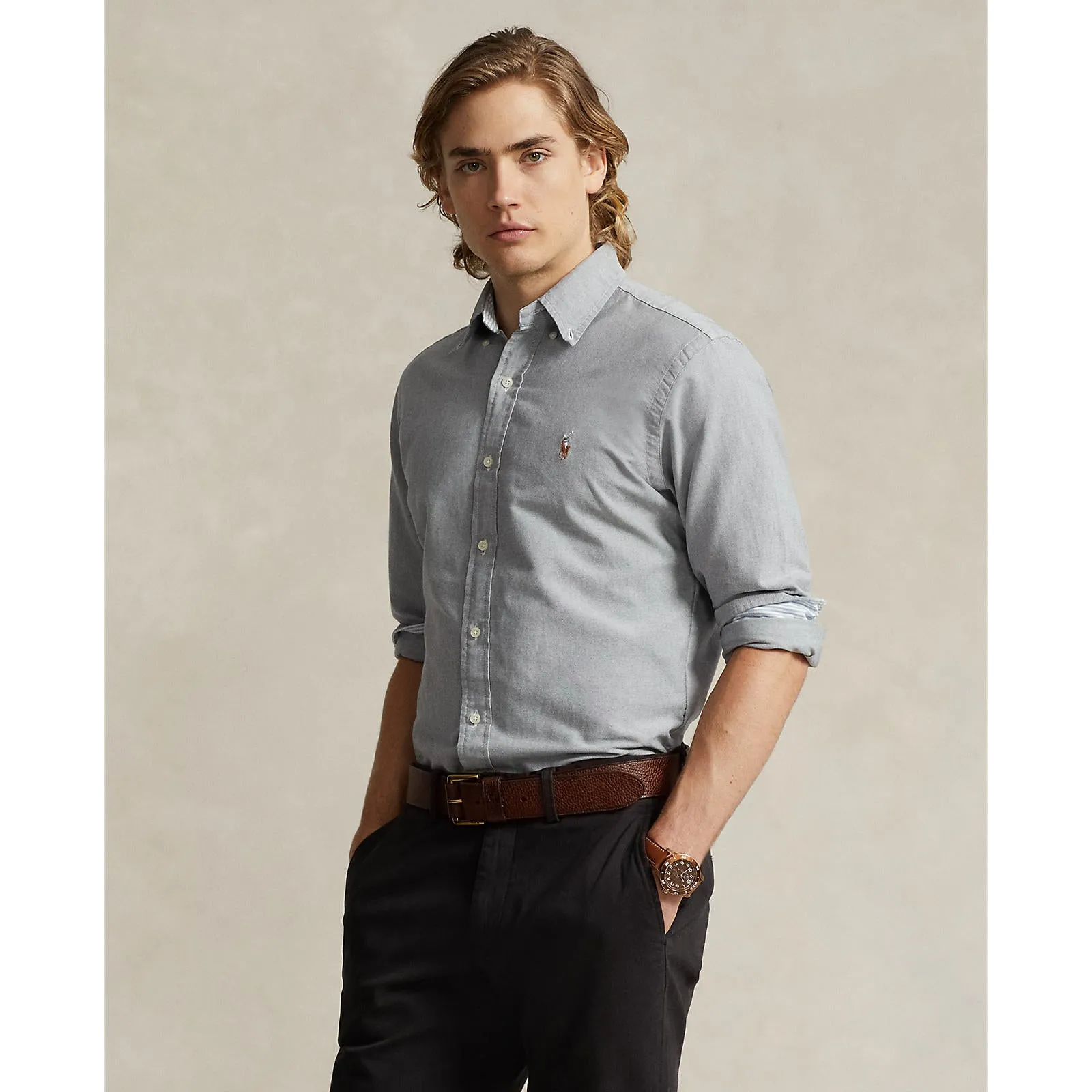 Polo Ralph Lauren - Chemise Oxford - Ardoise Vêtements Polo Ralph Lauren