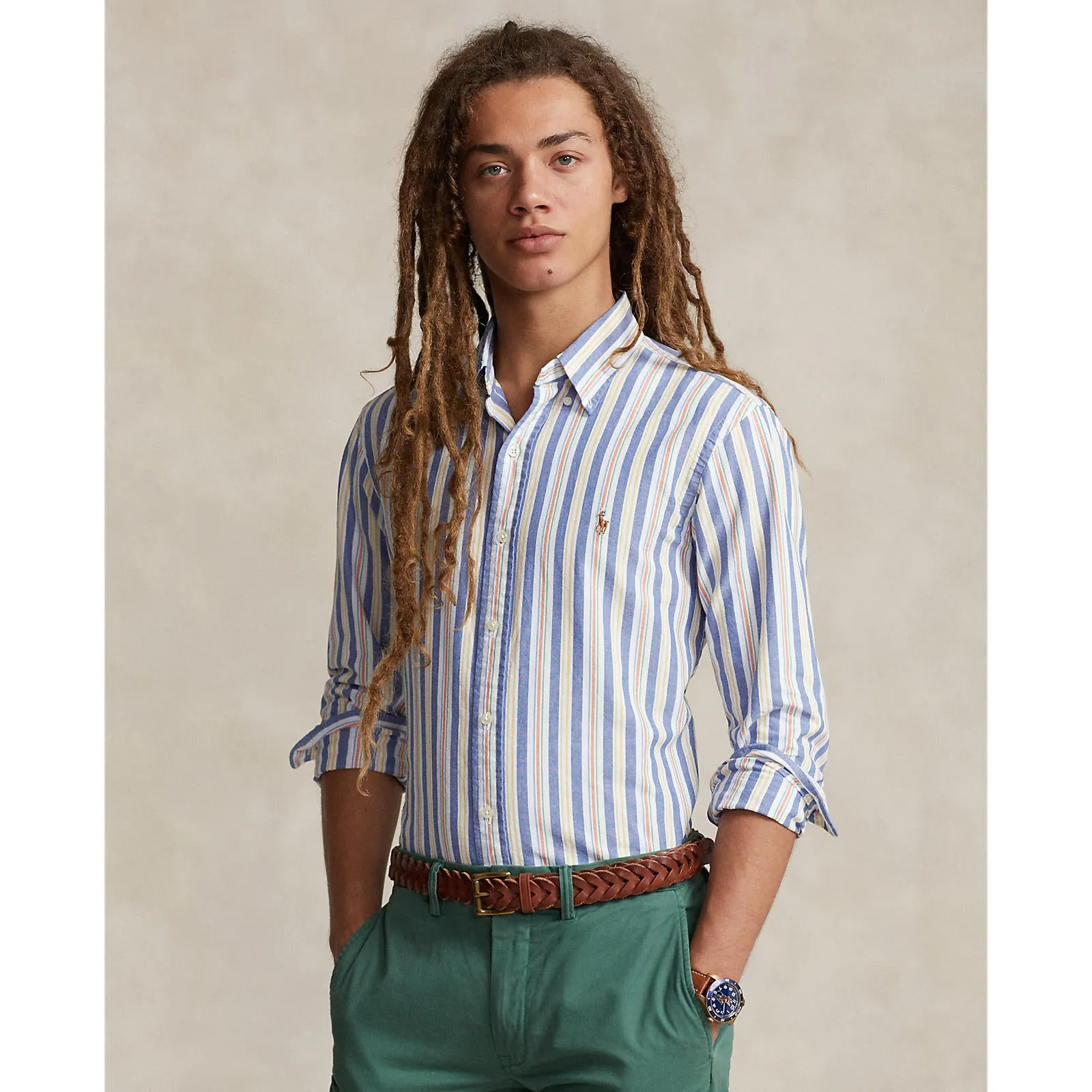 Polo Ralph Lauren - Chemise Oxford - Rayée - Bleu, Blanc, Multicolore - Vêtements Polo Ralph Lauren