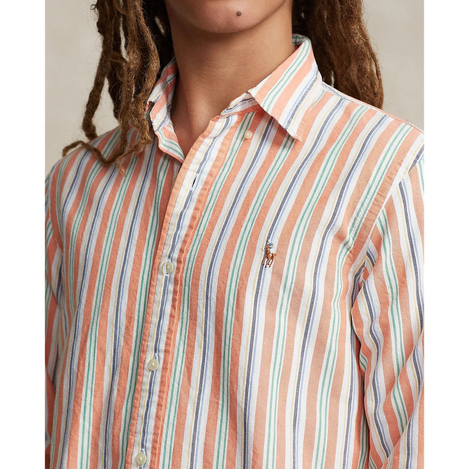 Polo Ralph Lauren - Chemise Oxford - Rayée - Orange, Blanc, Multicolore - Vêtements Polo Ralph Lauren