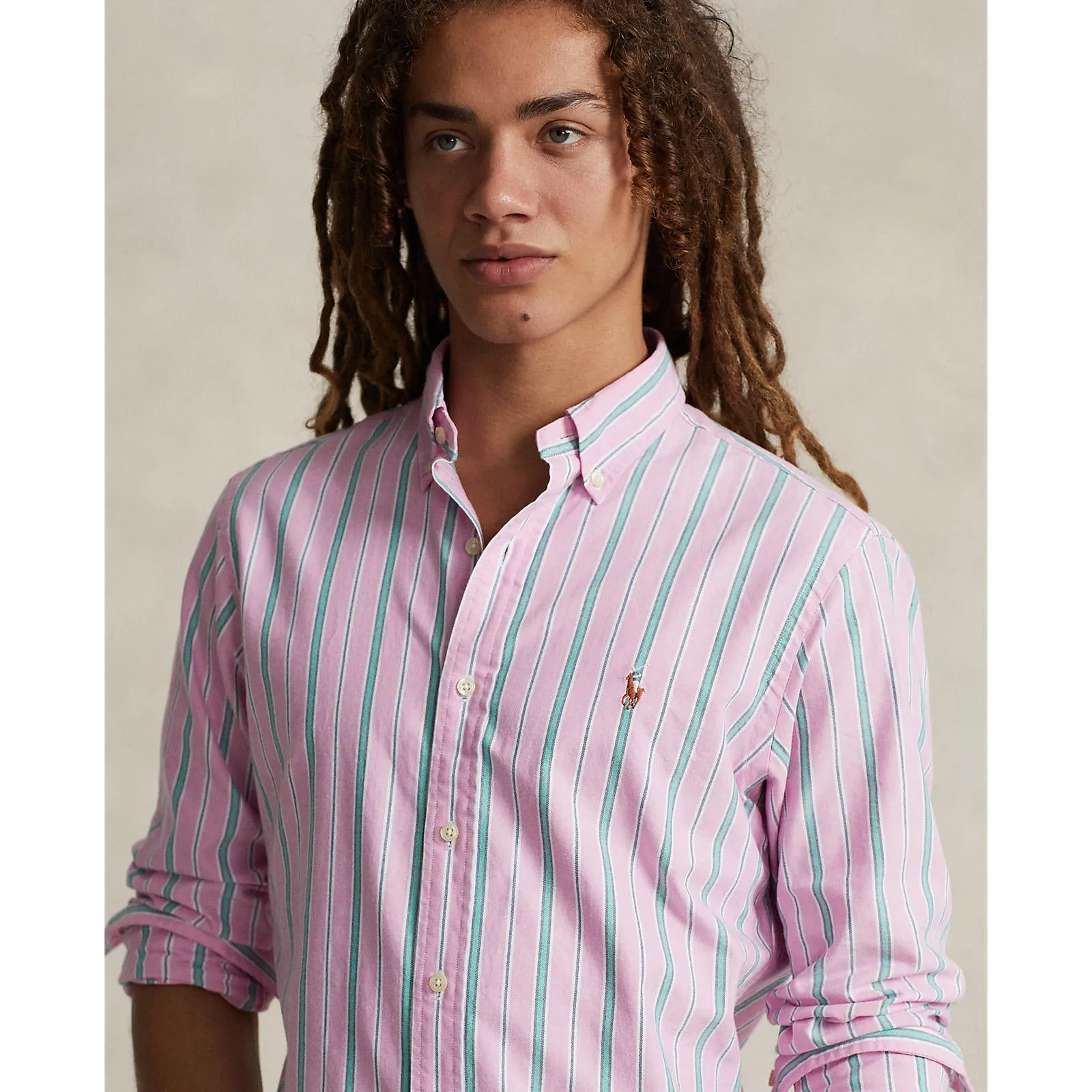 Polo Ralph Lauren - Chemise Oxford - Rayée - Rose, Vert & Blanc Vêtements Polo Ralph Lauren