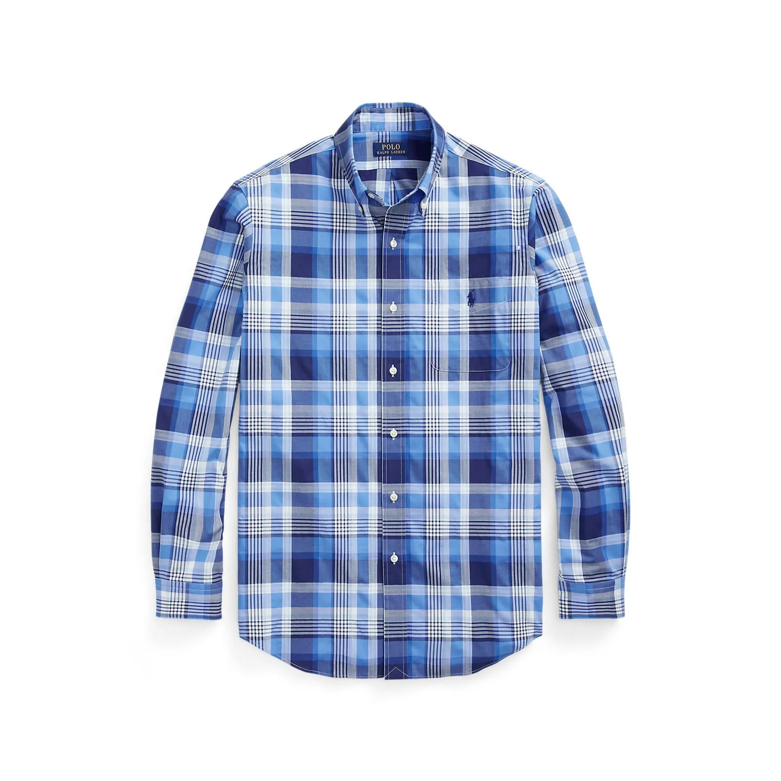 Chemise sur mesure en poplin stretch - Vichy - Bleu Polo Ralph Lauren Vêtements