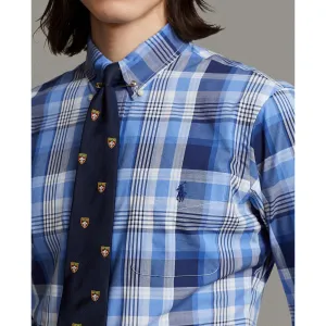 Chemise sur mesure en poplin stretch - Vichy - Bleu Polo Ralph Lauren Vêtements