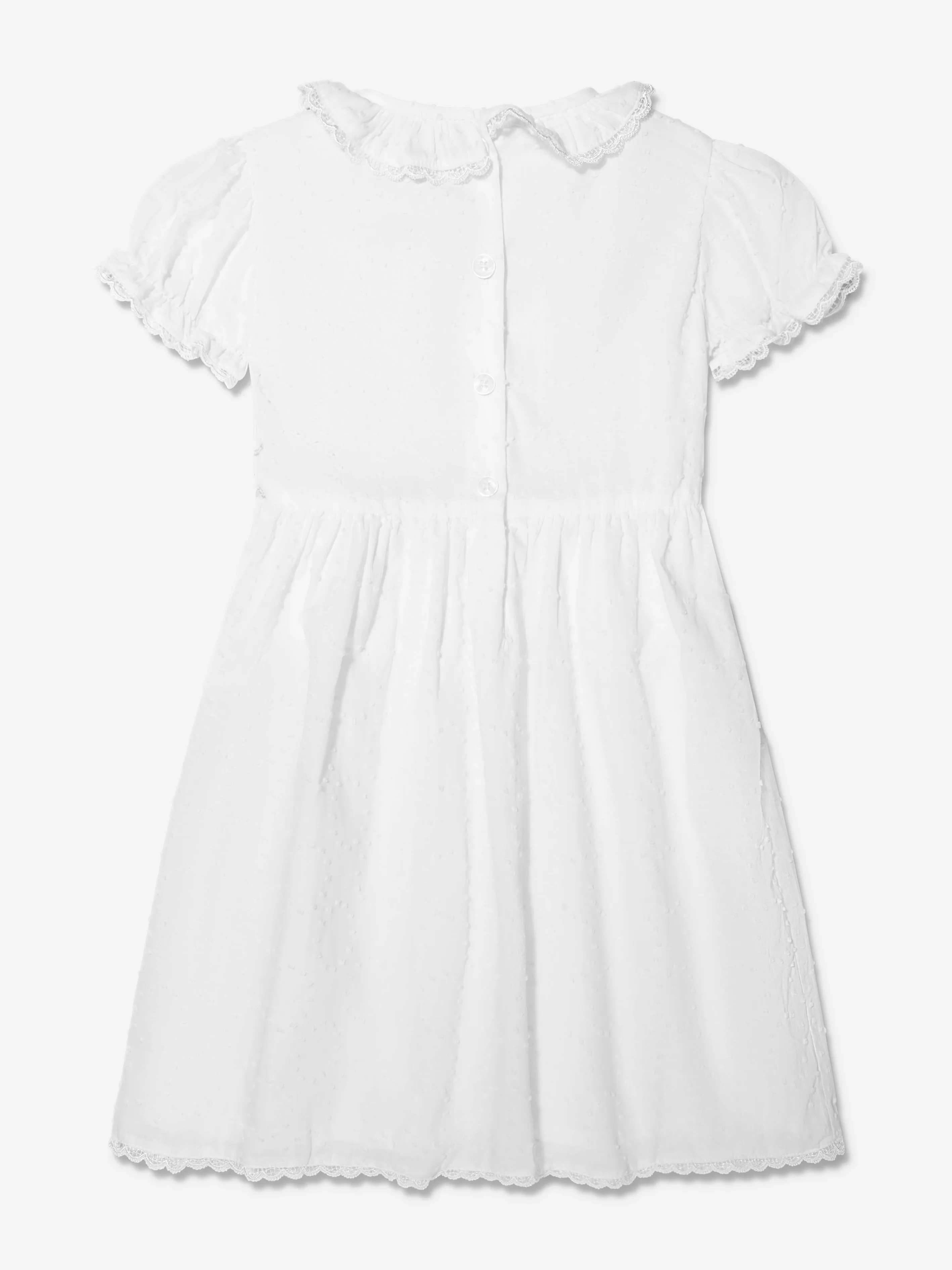 Robe à smocks pour filles Rachel Riley en pointillé suisse couleur ivoire