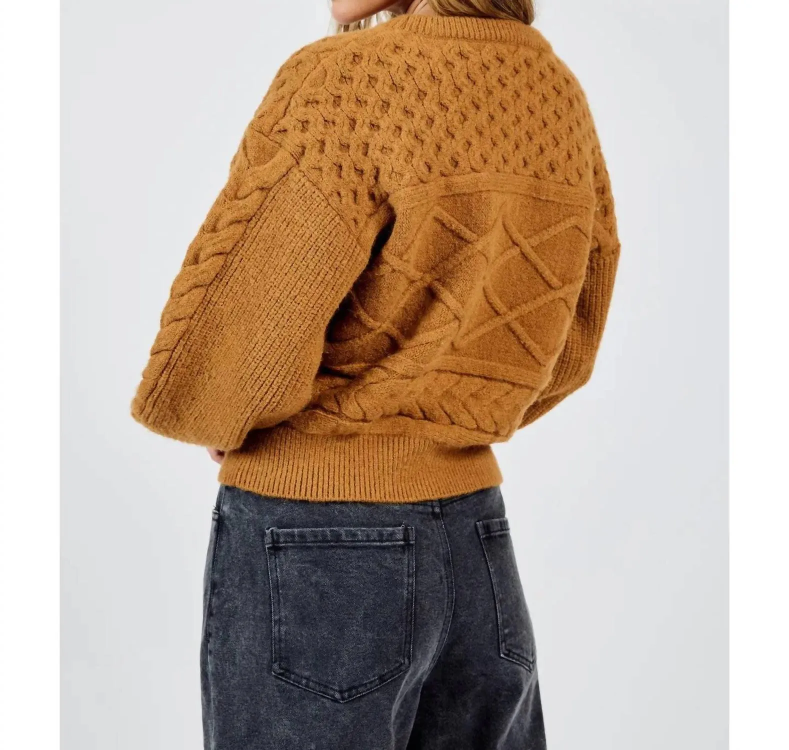 Pull en maille relief marron