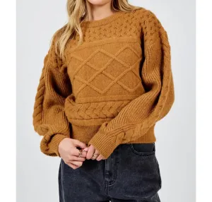 Pull en maille relief marron