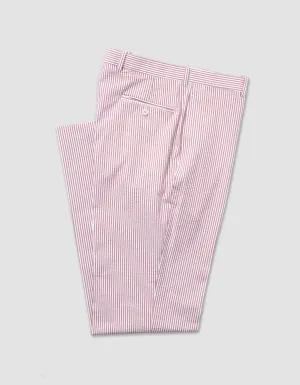 PANTALON EN SEERSUCKER ROUGE ET BLANC - COUPE CLASSIQUE