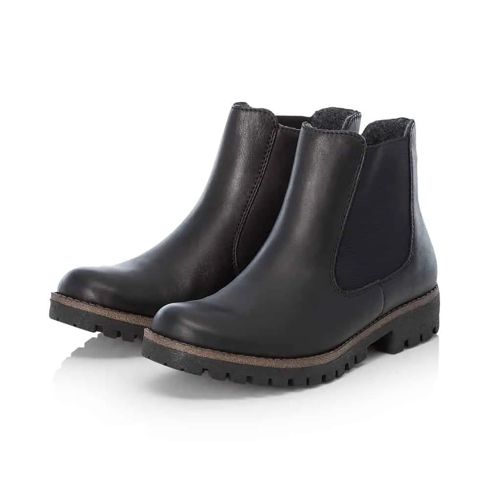 Rieker Shoes 78570-00 Chelsea Zip Noir