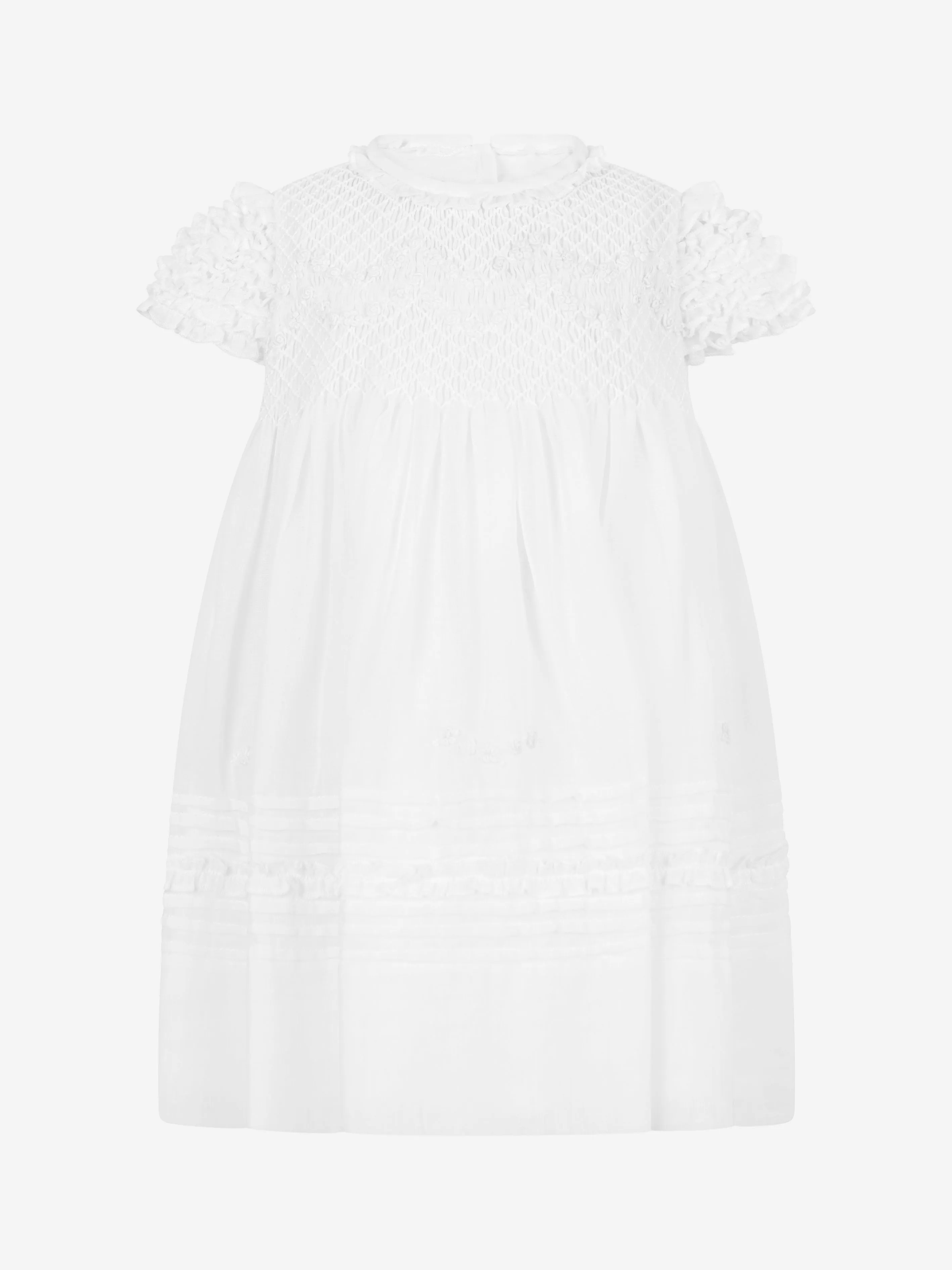 Robe et bonnet pour bébé fille Sarah Louise en ivoire