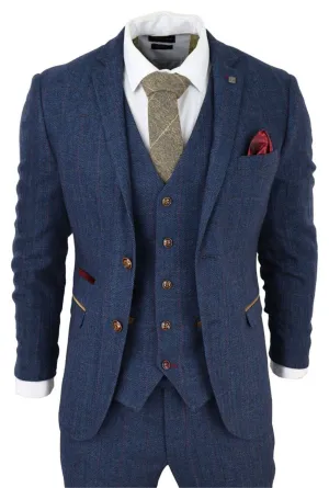 Costume Scott Blue 3 pièces en tweed à carreaux