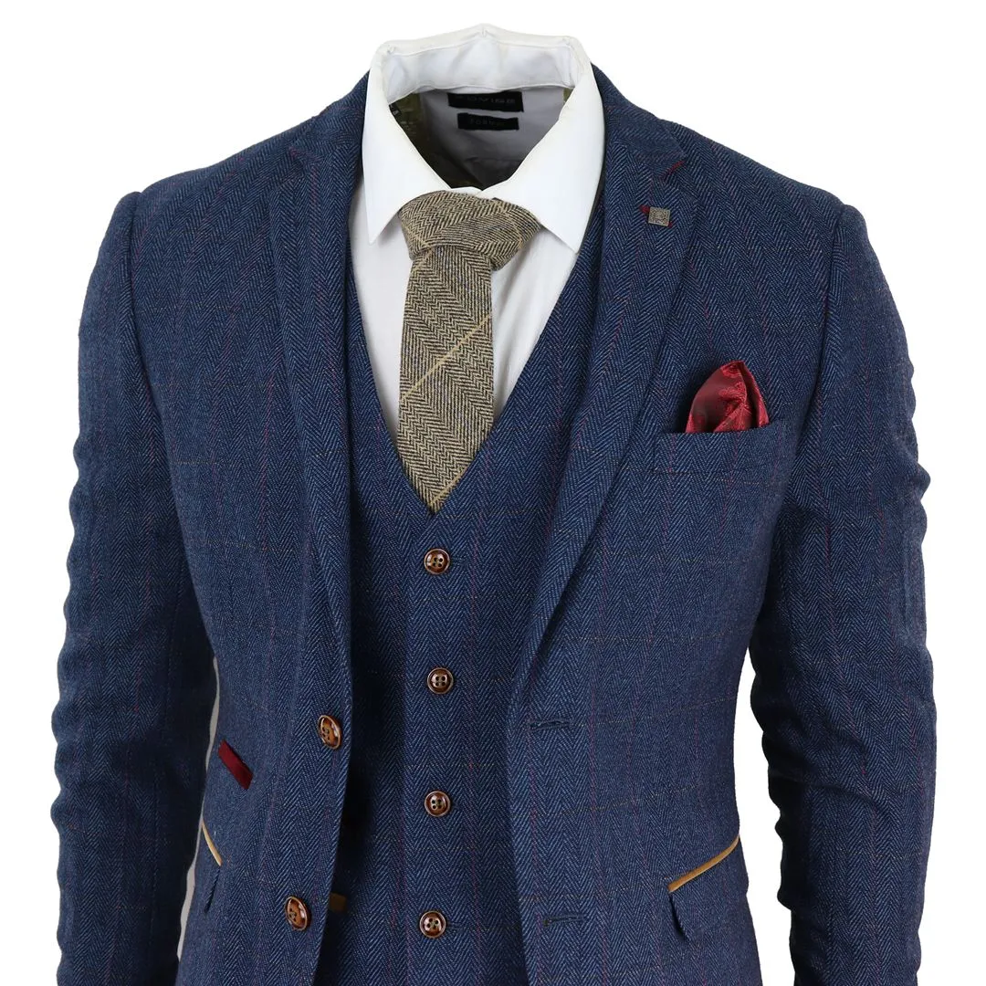 Costume Scott Blue 3 pièces en tweed à carreaux