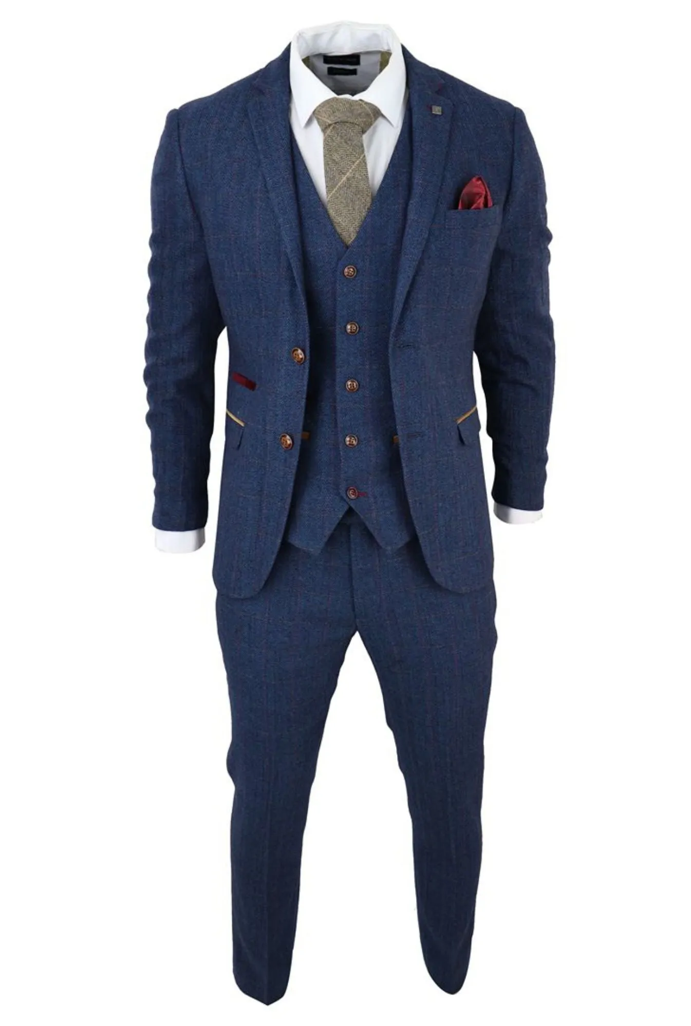 Costume Scott Blue 3 pièces en tweed à carreaux