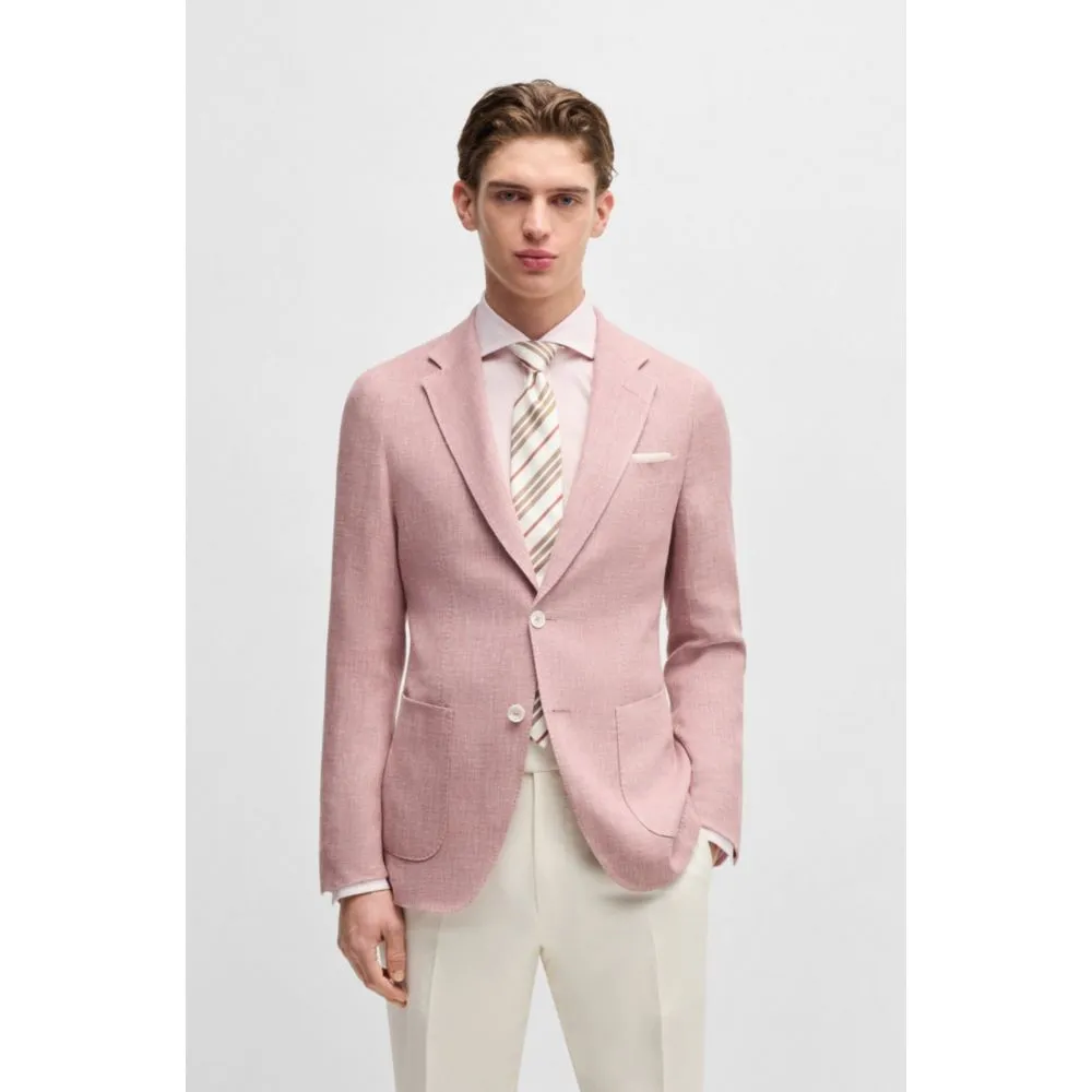 Veste slim-fit en lin, laine, soie et élasthanne