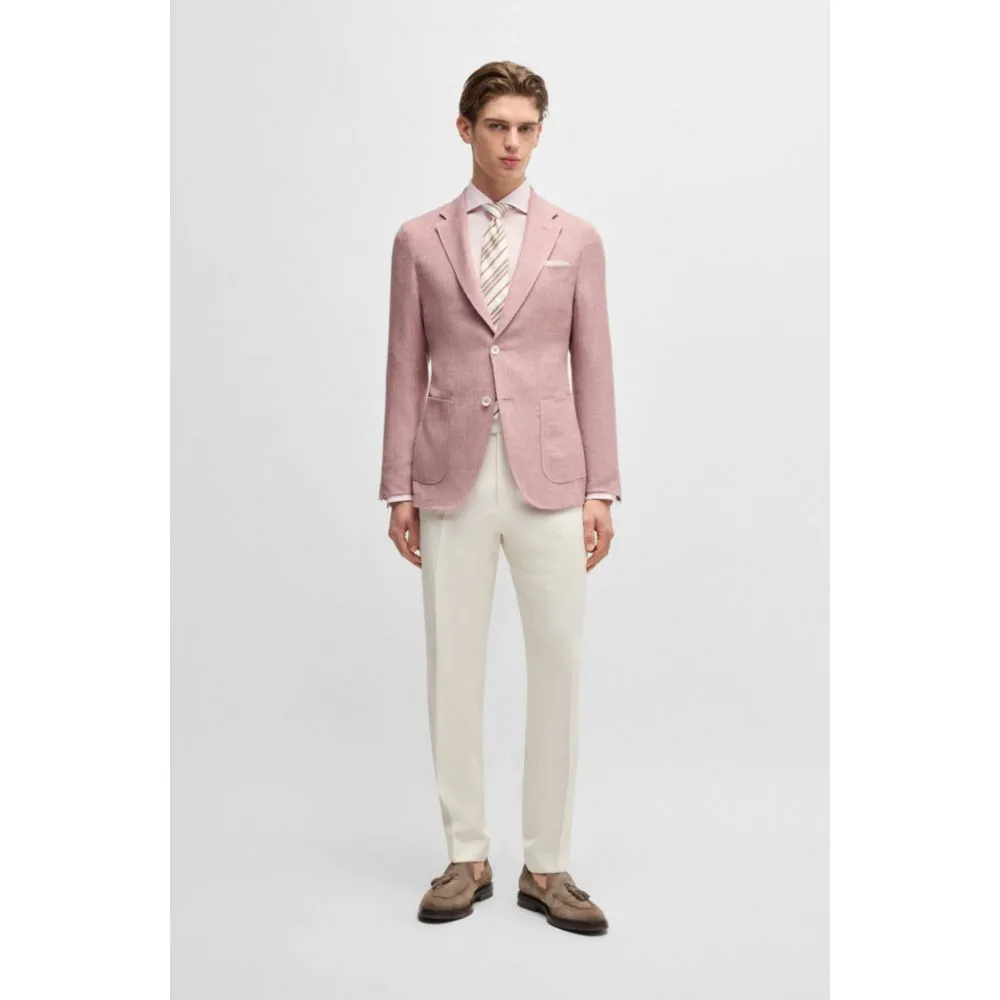 Veste slim-fit en lin, laine, soie et élasthanne