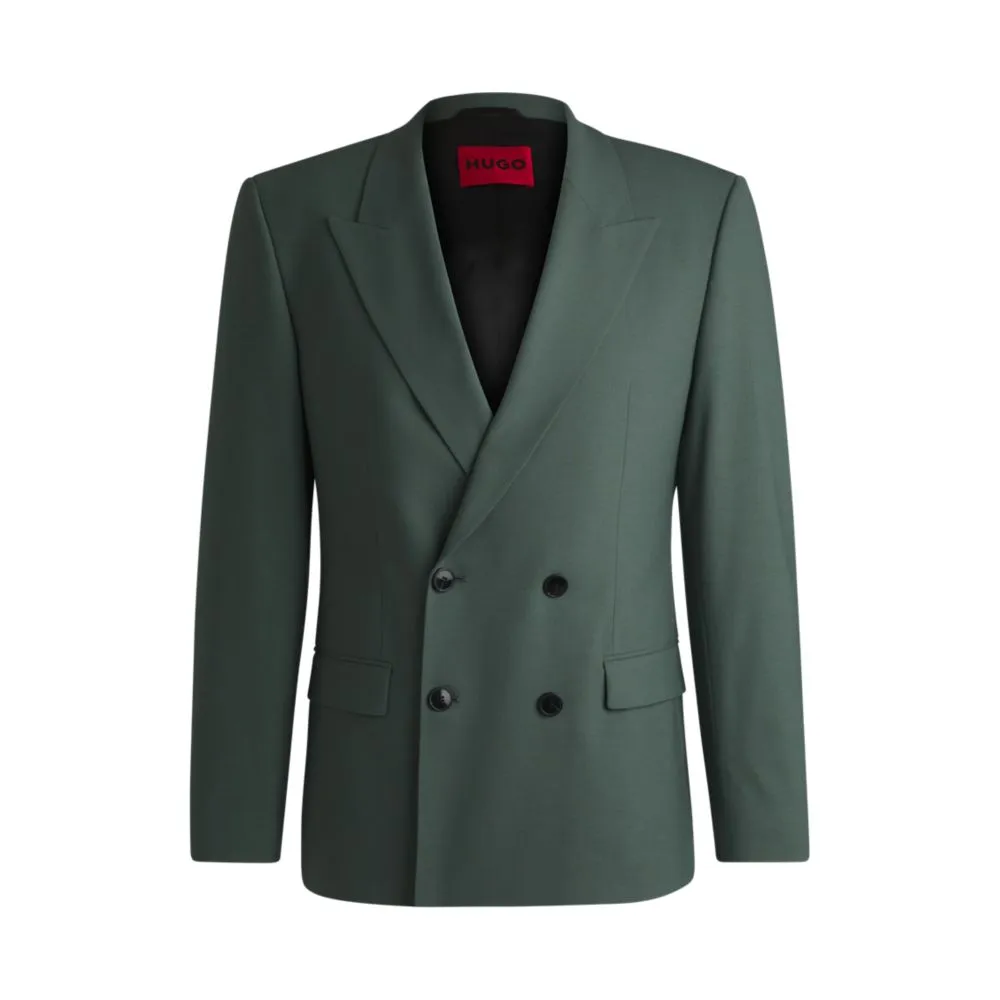 Veste ajustée en poplin extensible en laine