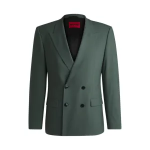 Veste ajustée en poplin extensible en laine