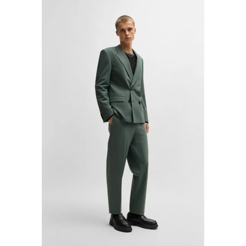 Veste ajustée en poplin extensible en laine