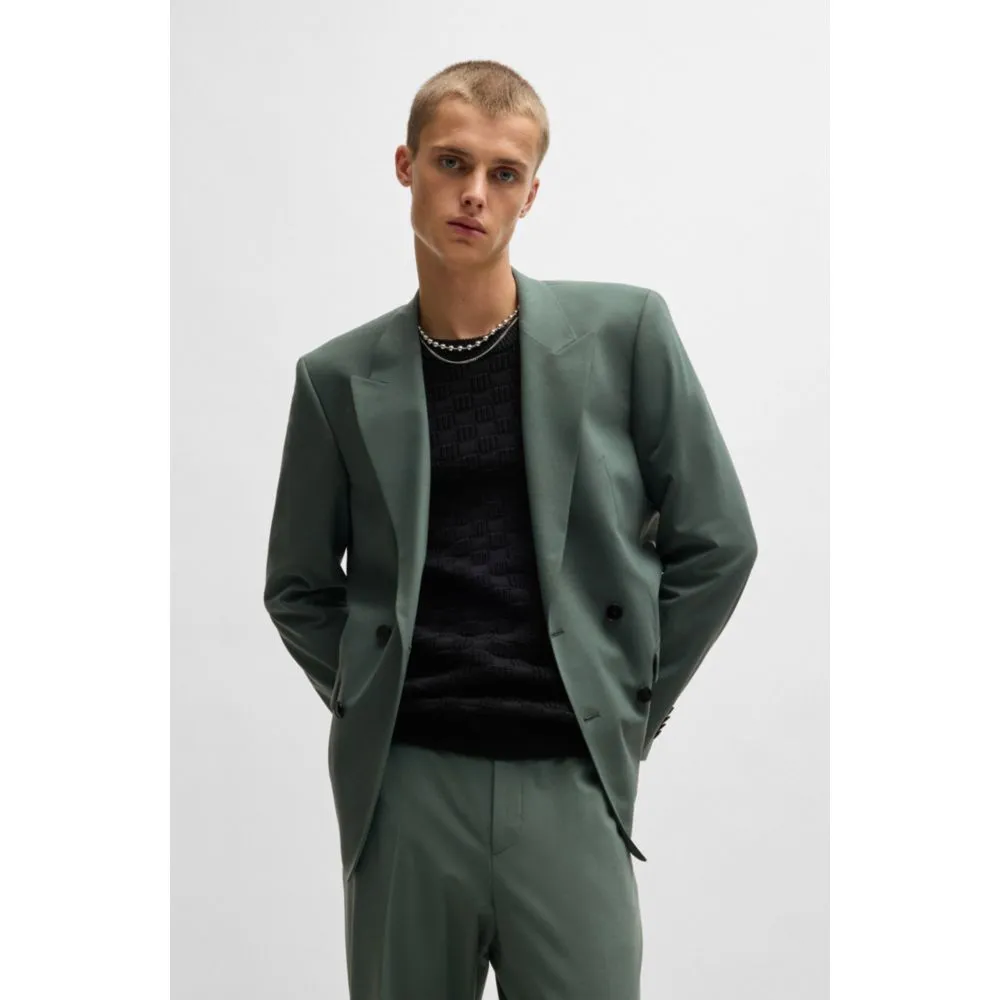 Veste ajustée en poplin extensible en laine