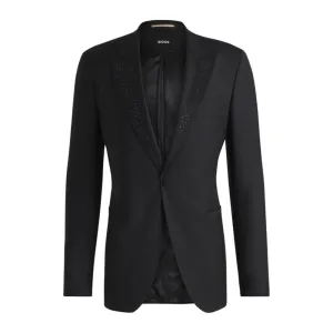 Veste de smoking ajustée avec revers ornés