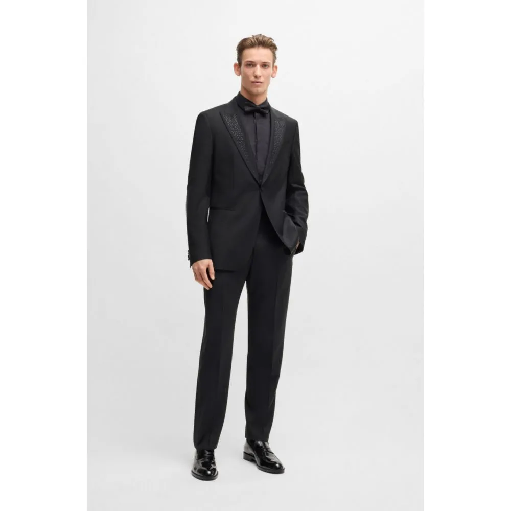 Veste de smoking ajustée avec revers ornés