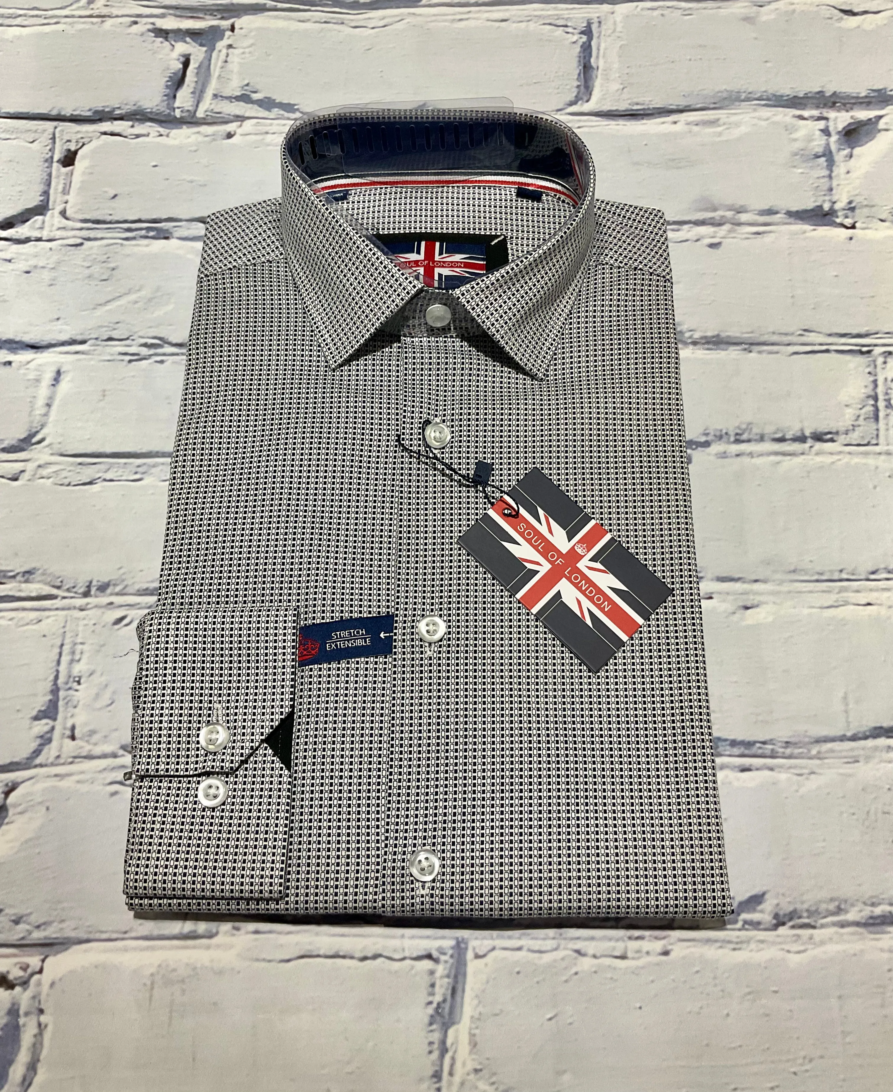 Âme de Londres Chemise de Sport Manches Longues en Coton Élastique