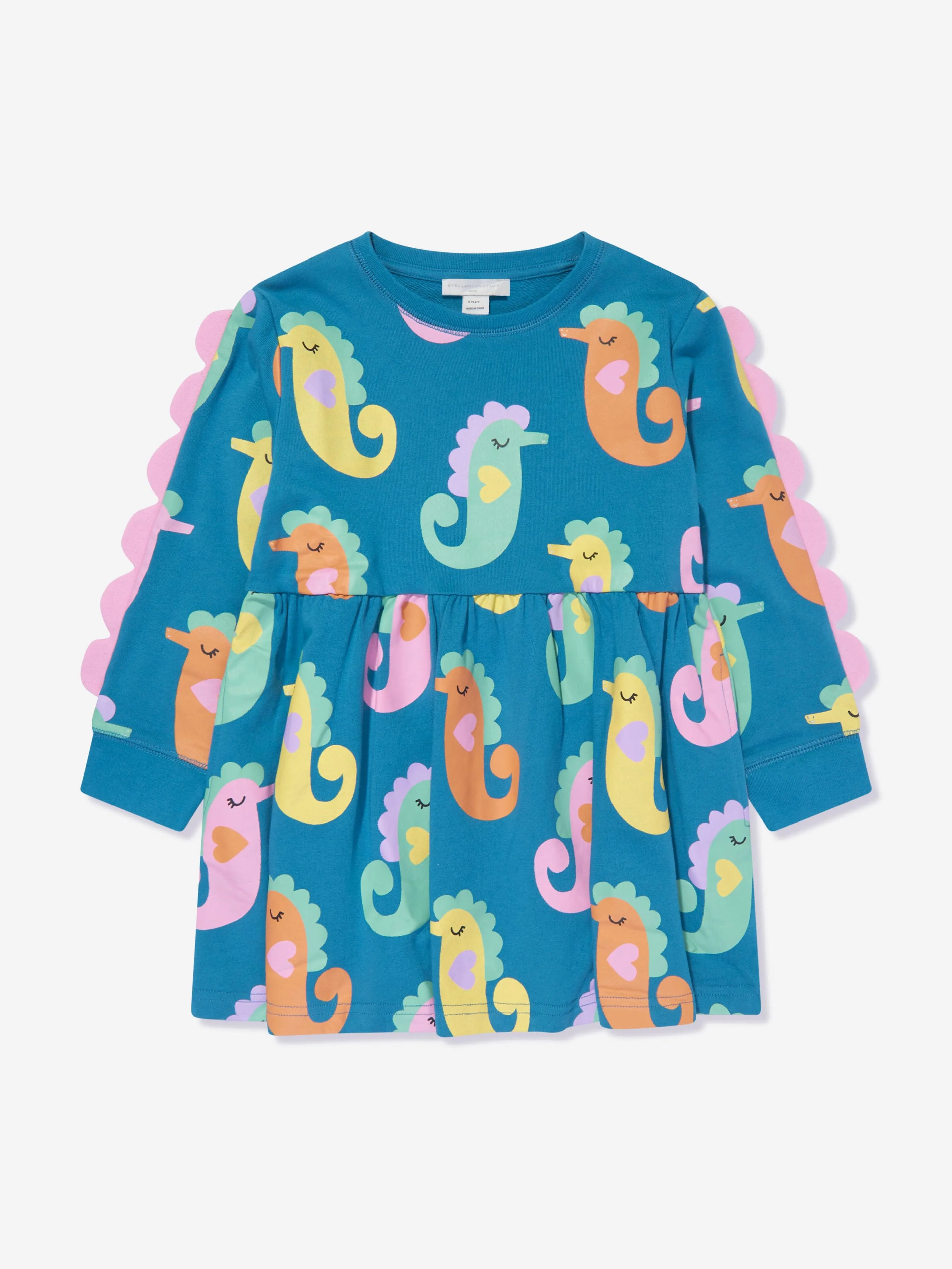 Robe en jersey filles hippocampes Stella McCartney en bleu