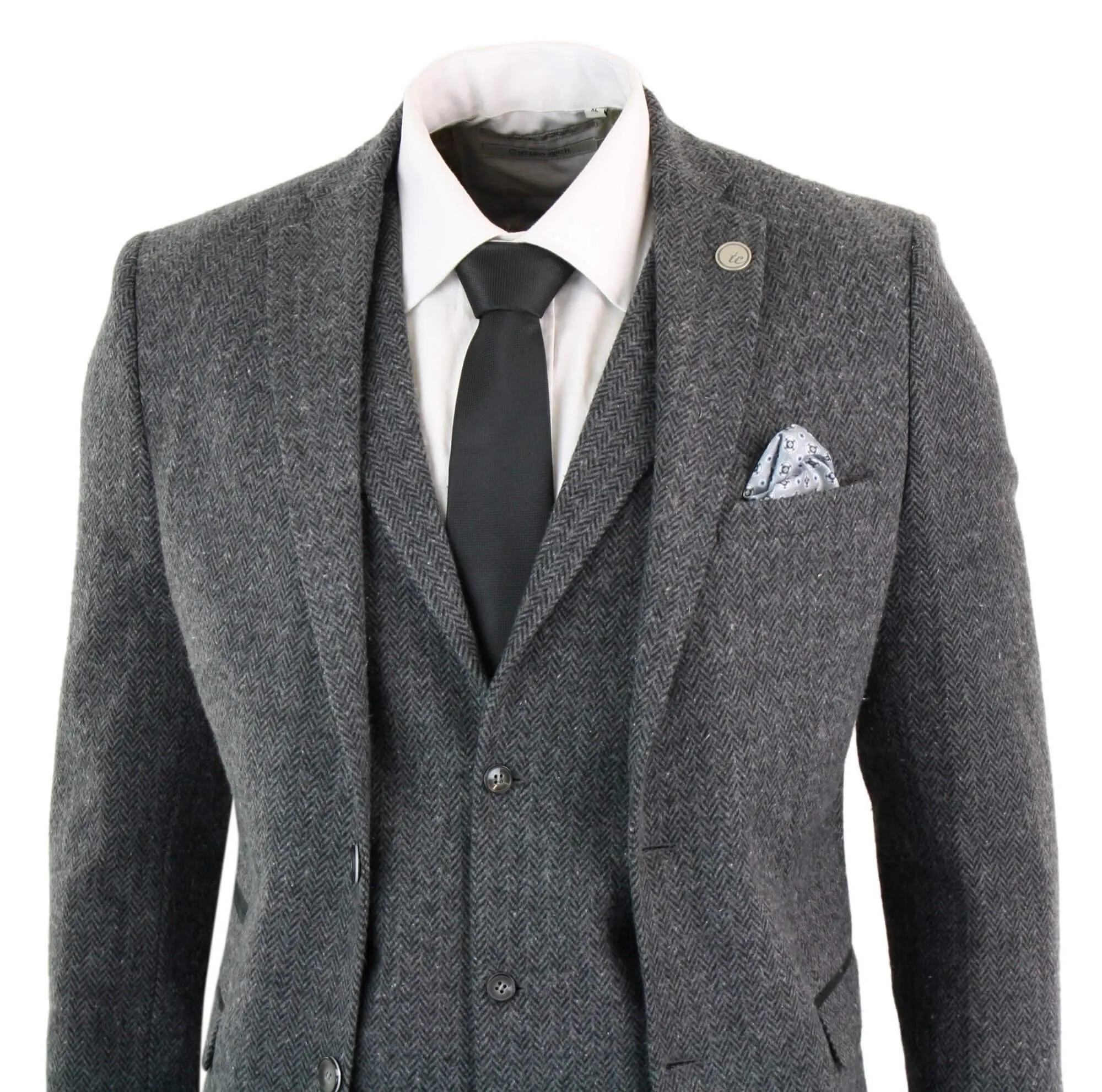 Costume 3 pièces en tweed à chevrons stz11