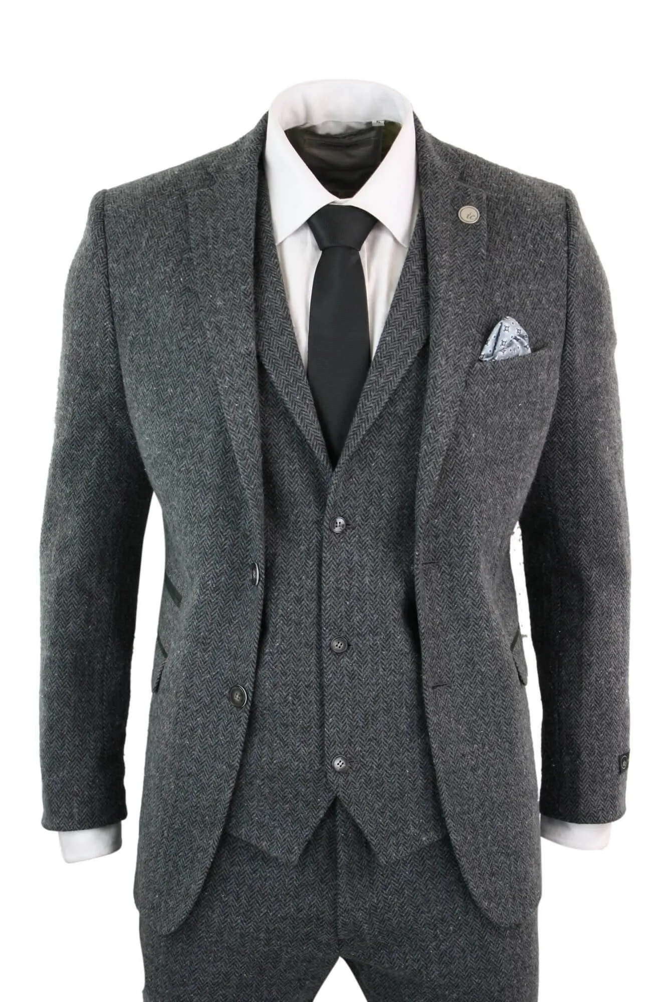 Costume 3 pièces en tweed à chevrons stz11