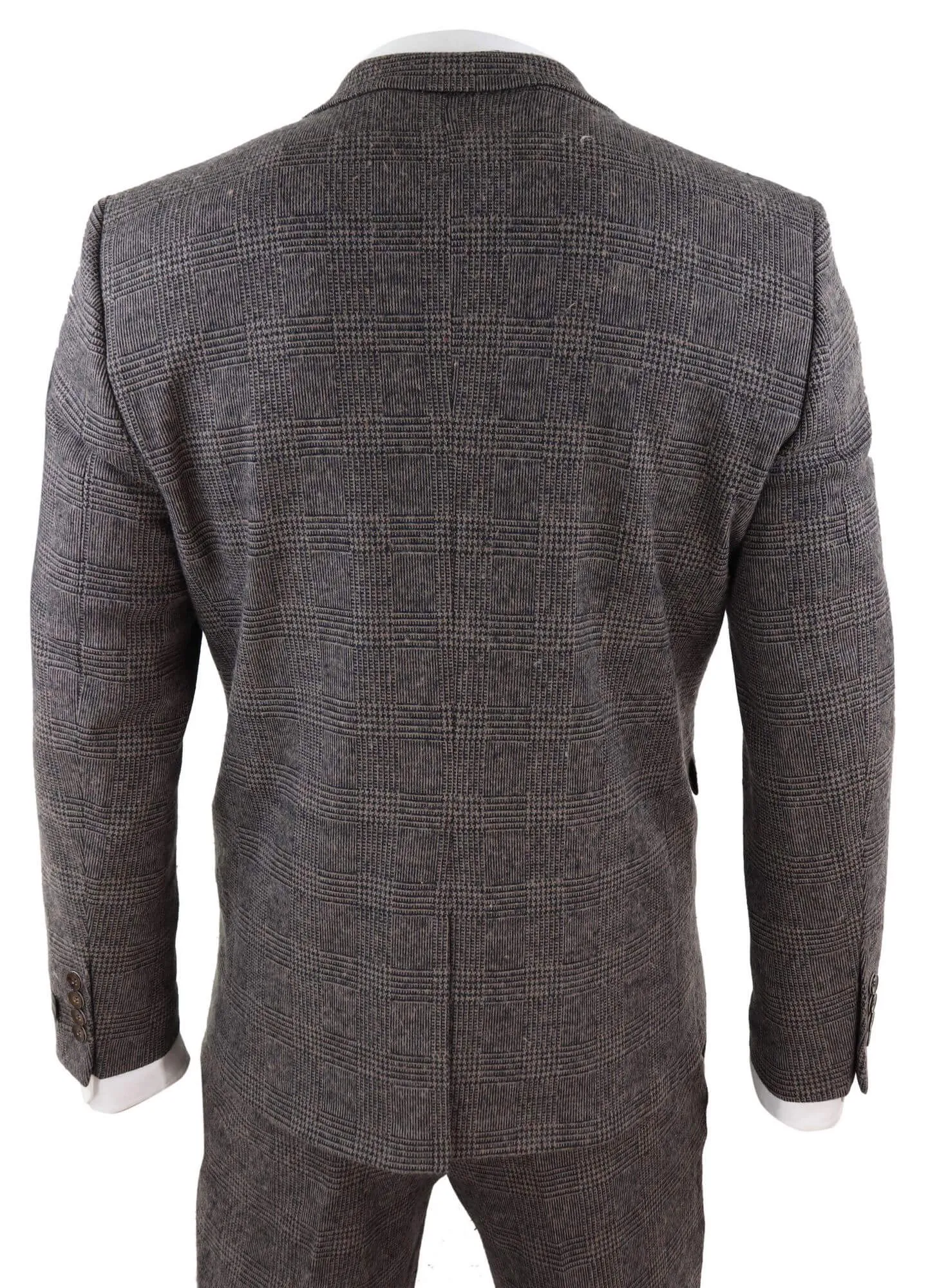 STZ17 Costume 3 pièces en laine à motif tweed marron