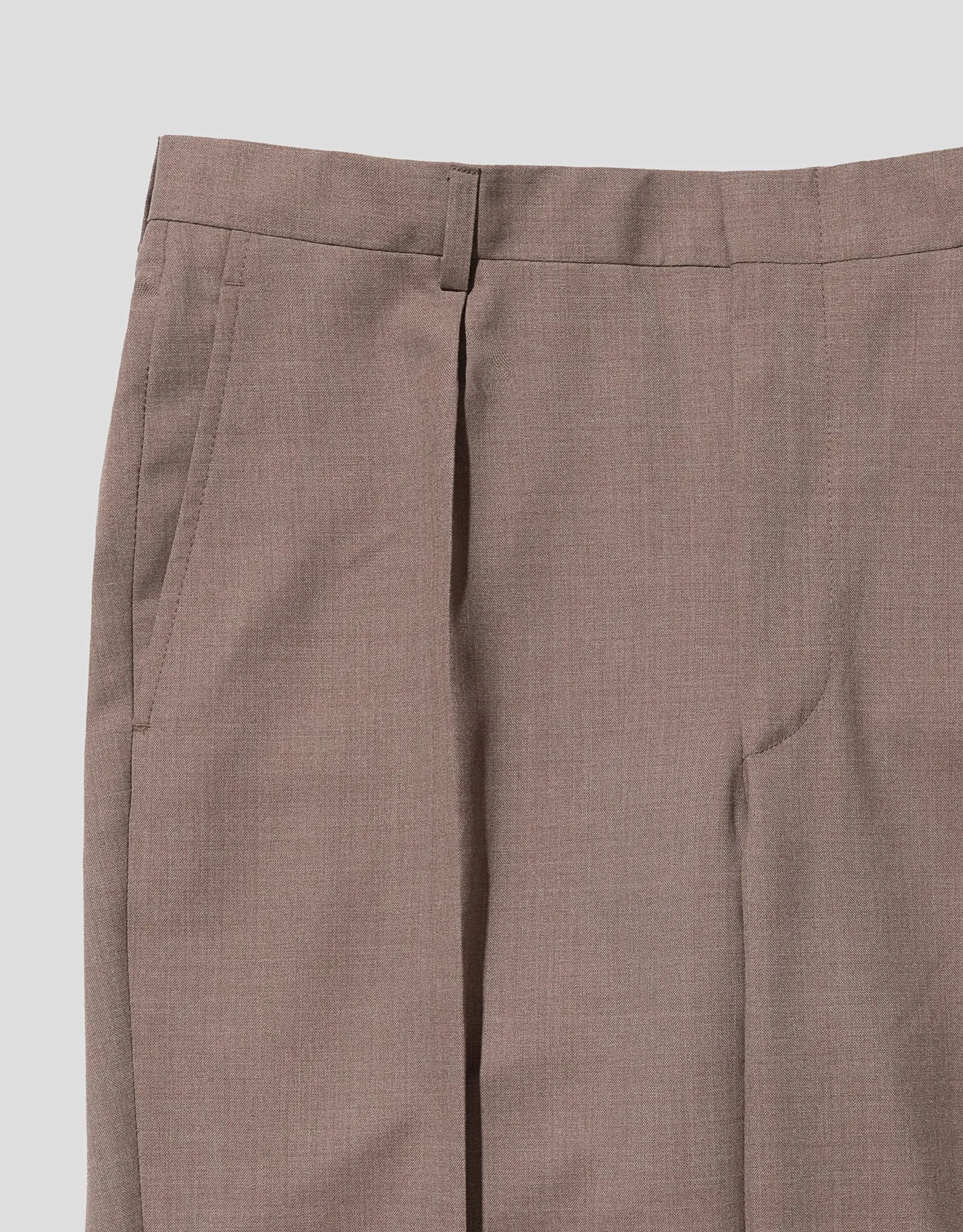 PANTALON EN LAINE BEIGE À PLIS SIMPLE