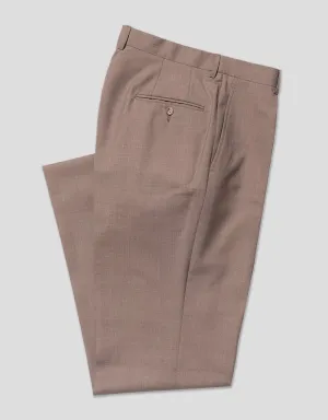 PANTALON EN LAINE BEIGE À PLIS SIMPLE