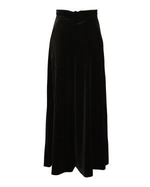 Temperley London Pantalon Velours Large Jambe en Polyester Noir