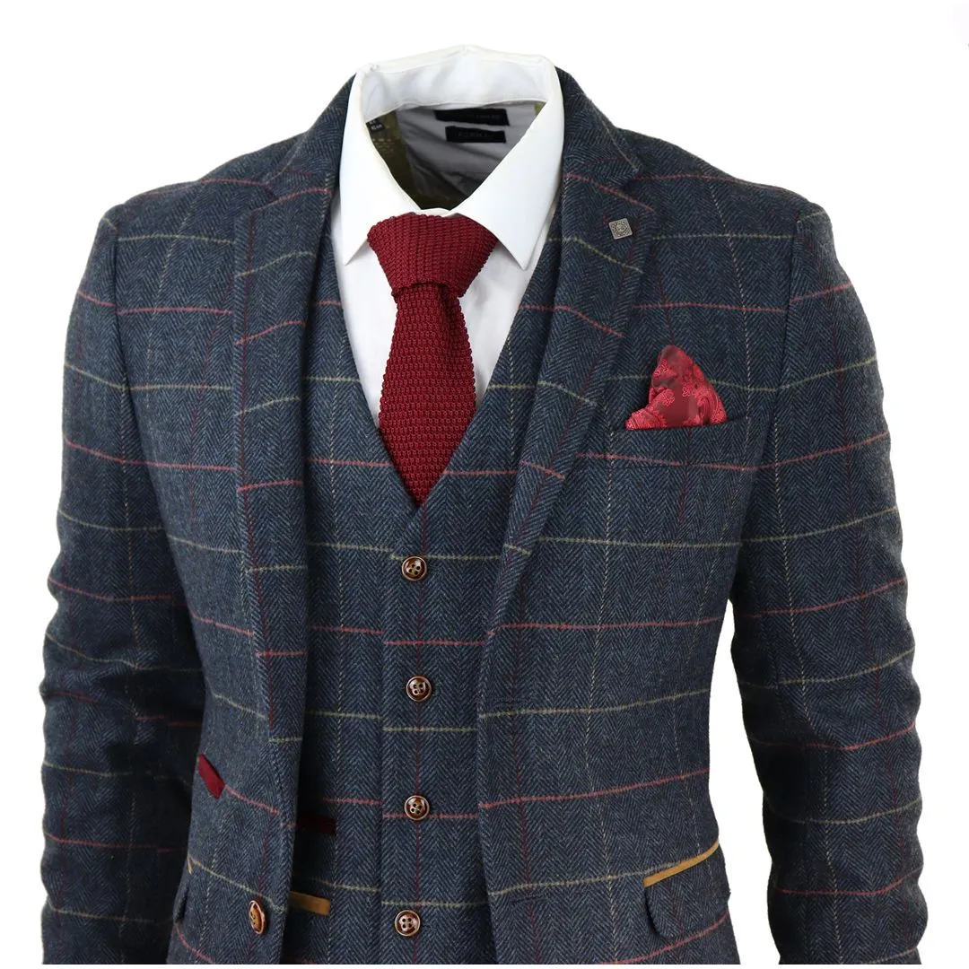Costume en tweed à carreaux Thomas Navy 3 pièces
