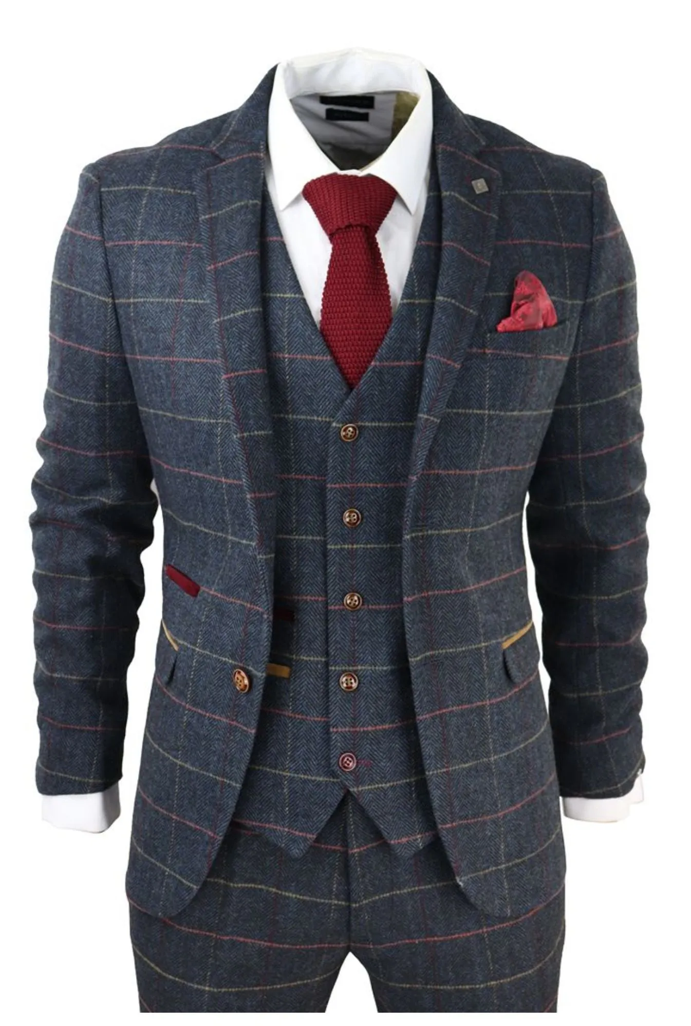 Costume en tweed à carreaux Thomas Navy 3 pièces