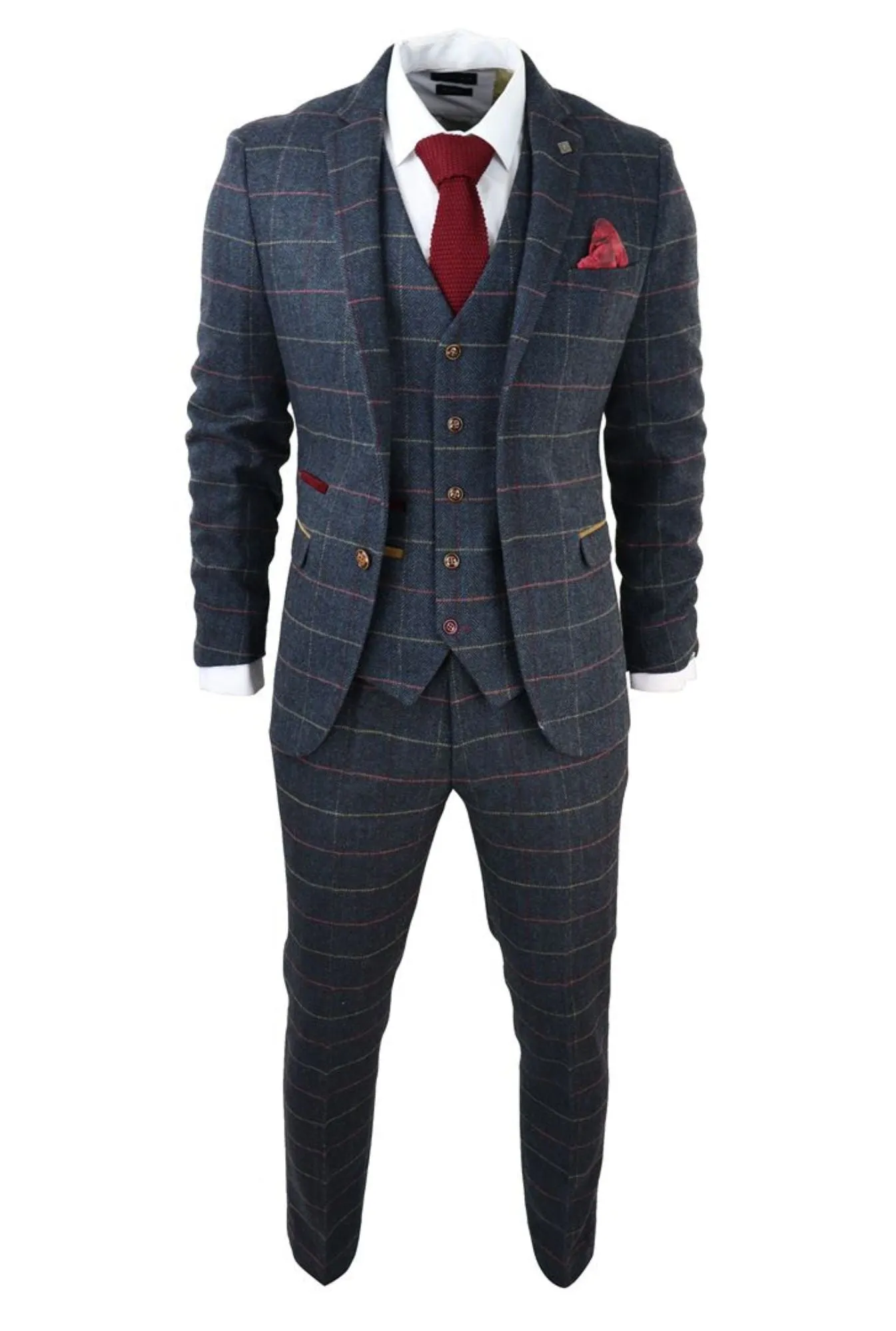 Costume en tweed à carreaux Thomas Navy 3 pièces