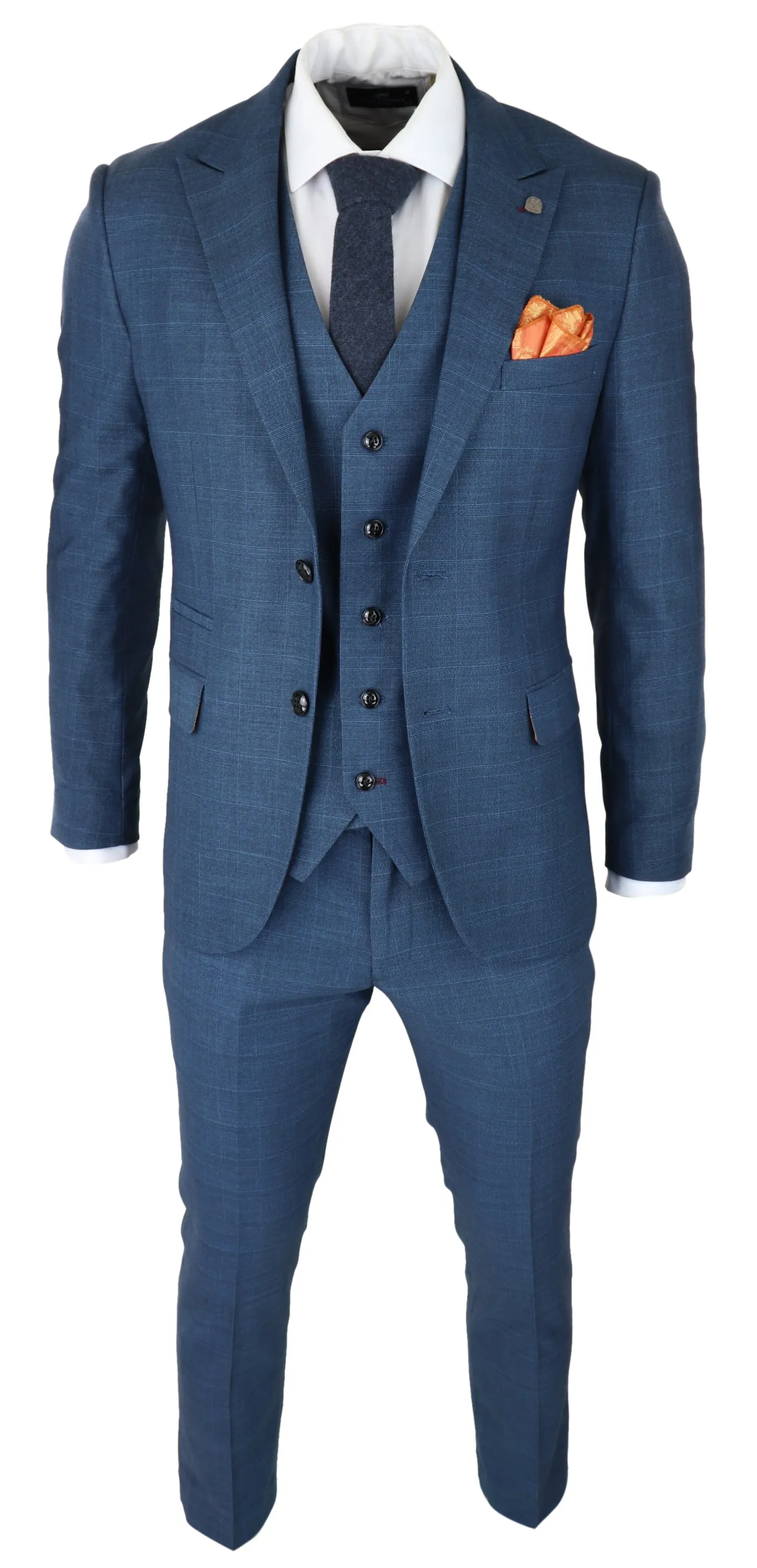Costume 3 pièces Viceroy à carreaux bleu