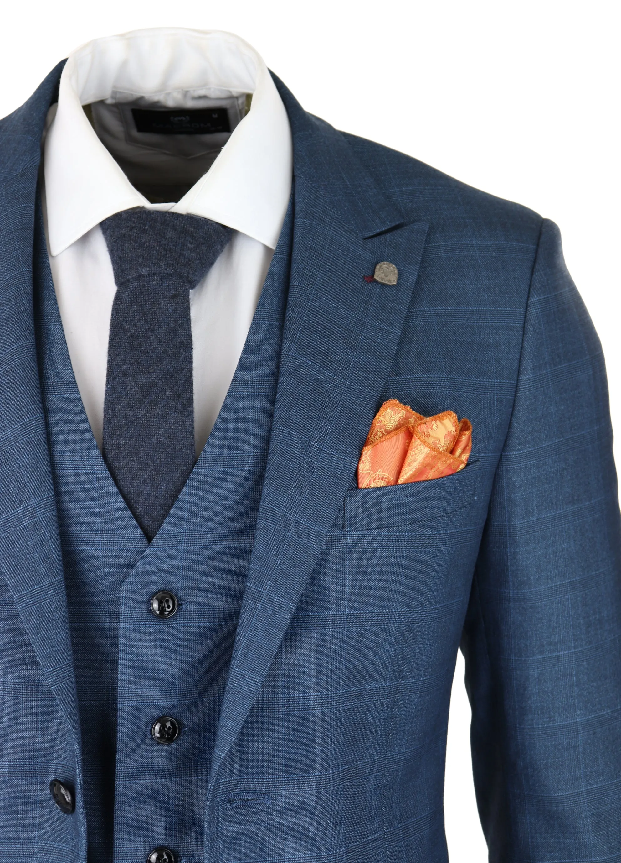 Costume 3 pièces Viceroy à carreaux bleu