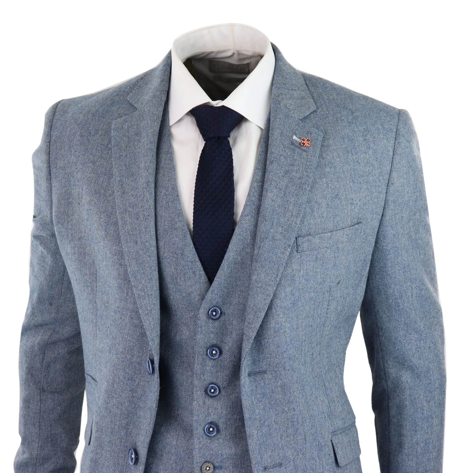 Costume en laine bleu tweed vintage Wells 3 pièces