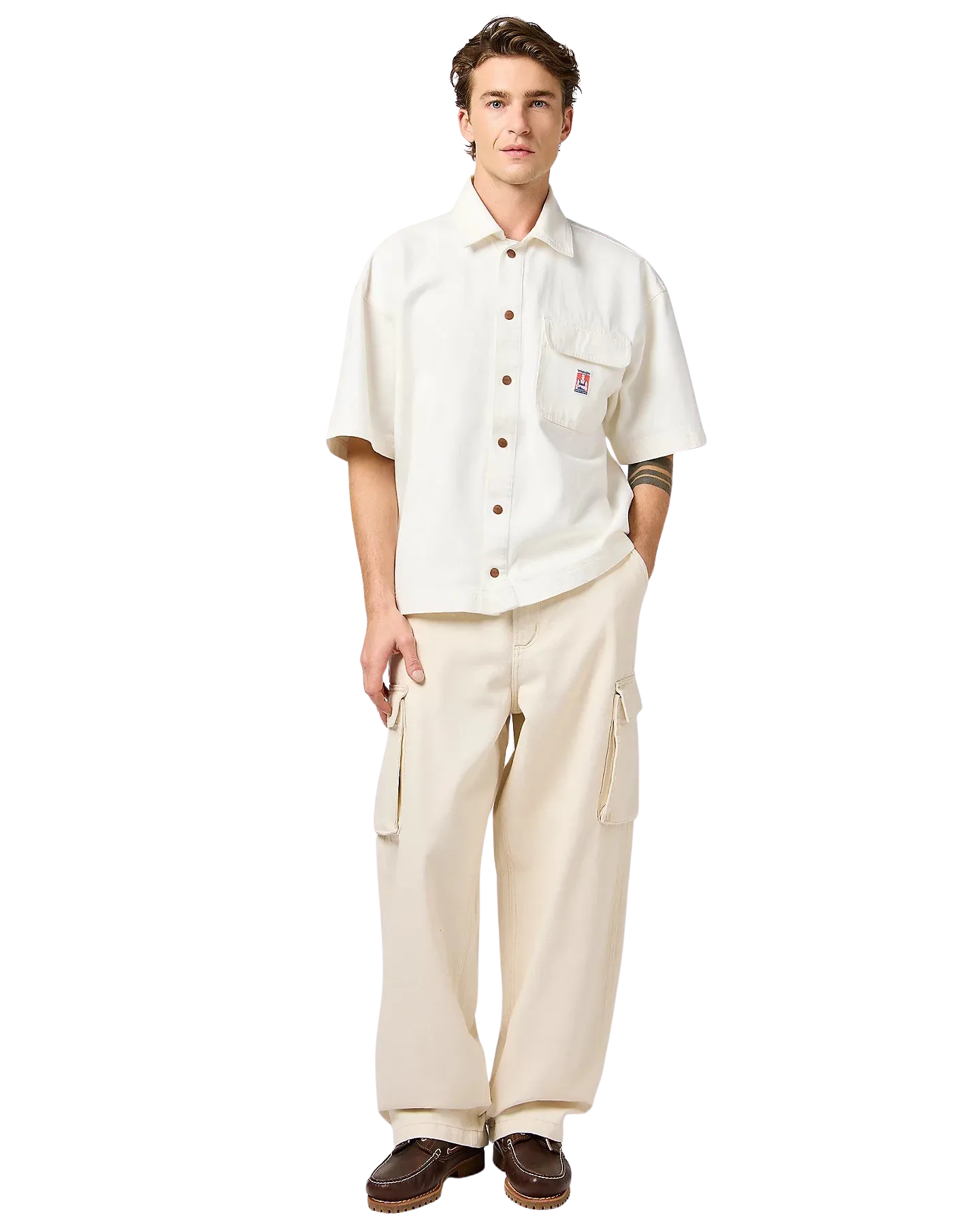 Wrangler Pantalon Cargo Large CJ en Écru